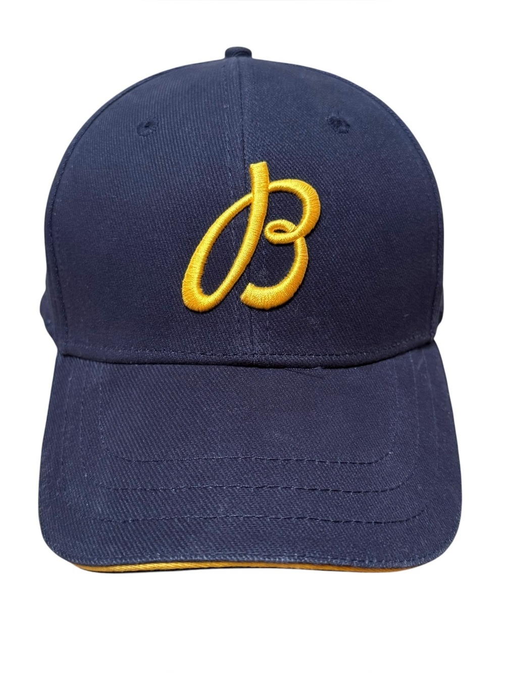 Breitling Logo Baseball Cap Hat Navy Blue Cotton Twill Adjustable Leather Strap